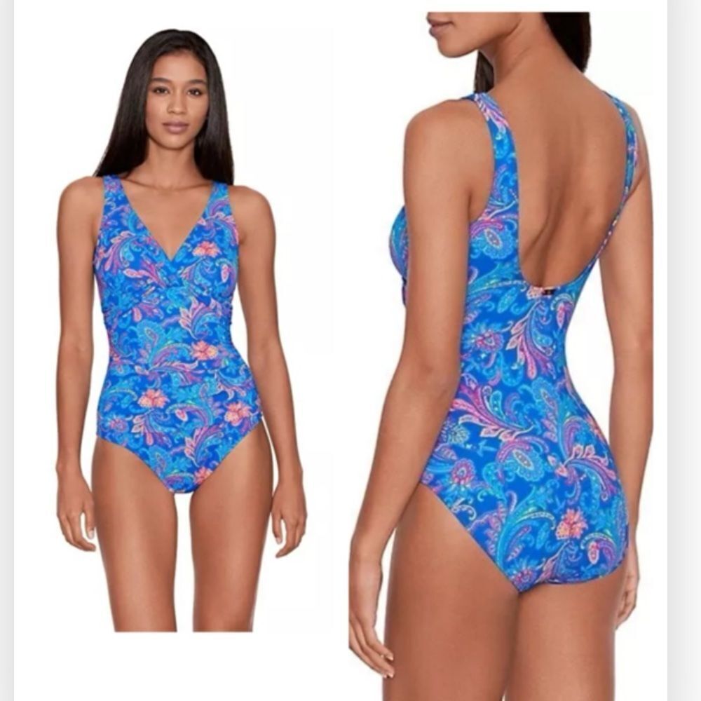 Lauren Ralph Lauren Summer Paisley Twist Over-The-Shoulder Underwire NWT $150